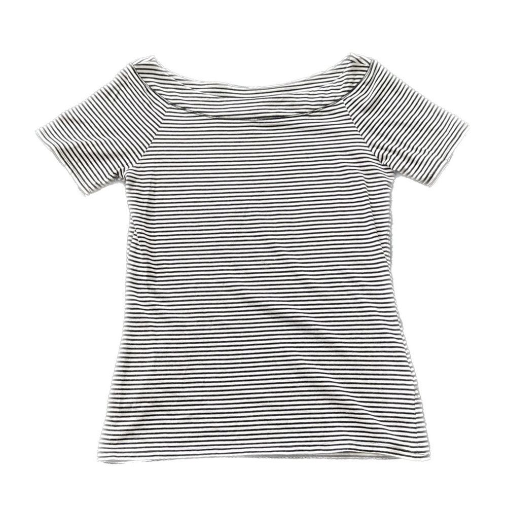 White House Black Market Black and White Striped Short Sleeve Top Size Small